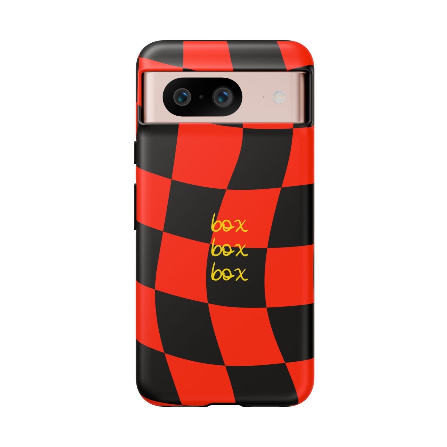 F1 Ferrari Black and Red Checkered Phone Case, Box Box Box F1 Phone Case