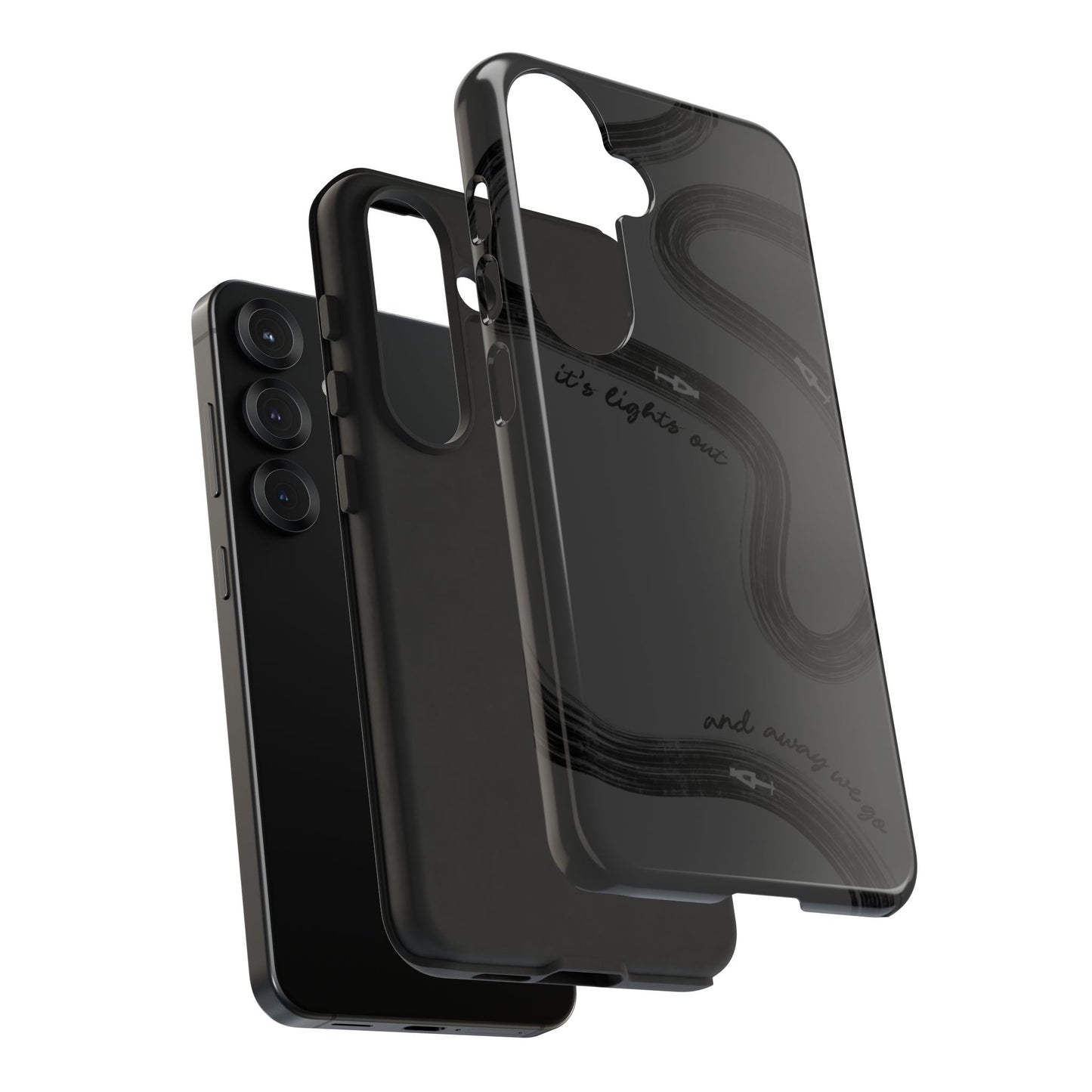F1 Phone Case Monochrome Black Painted "its lights out and away we go", Trendy F1 Gift, Formula 1 Gift, Cute F1 Phone Case, Phone Case
