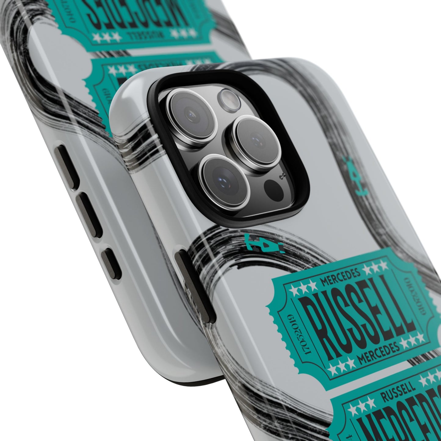Mercedes F1 Phone Case Painted Ticket Stubs, Trendy F1 Gift, Formula 1 Gift, Cute F1 Phone Case