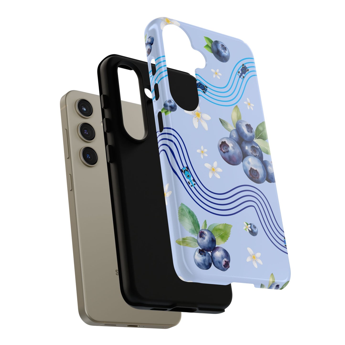Blue F1 Williams and Blueberries Phone Case, Trendy F1 Gift, Formula 1 Gift, Cute Fruit F1 Phone Case, Unique Phone Case