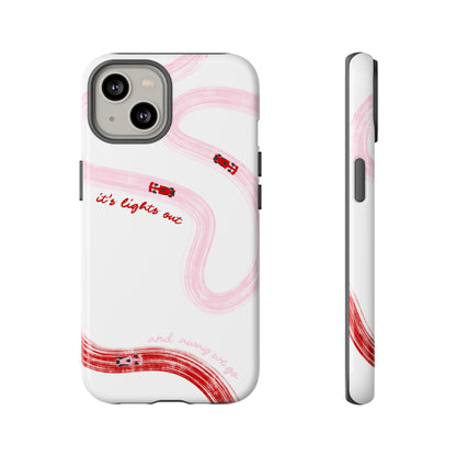 F1 Phone Case Pink and Red Painted "its lights out and away we go", Trendy F1 Gift, Formula 1 Gift, Cute F1 Phone Case, Unique Phone Case