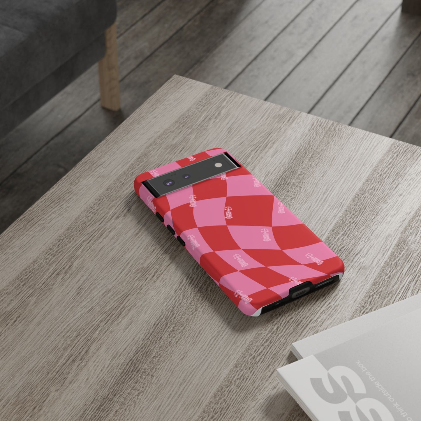 F1 Phone Case Pink and Red Checkerboard Design, Trendy F1 Gift, Girly Formula 1 Gift, Cute F1 Phone Case, Unique Formula One Phone Case