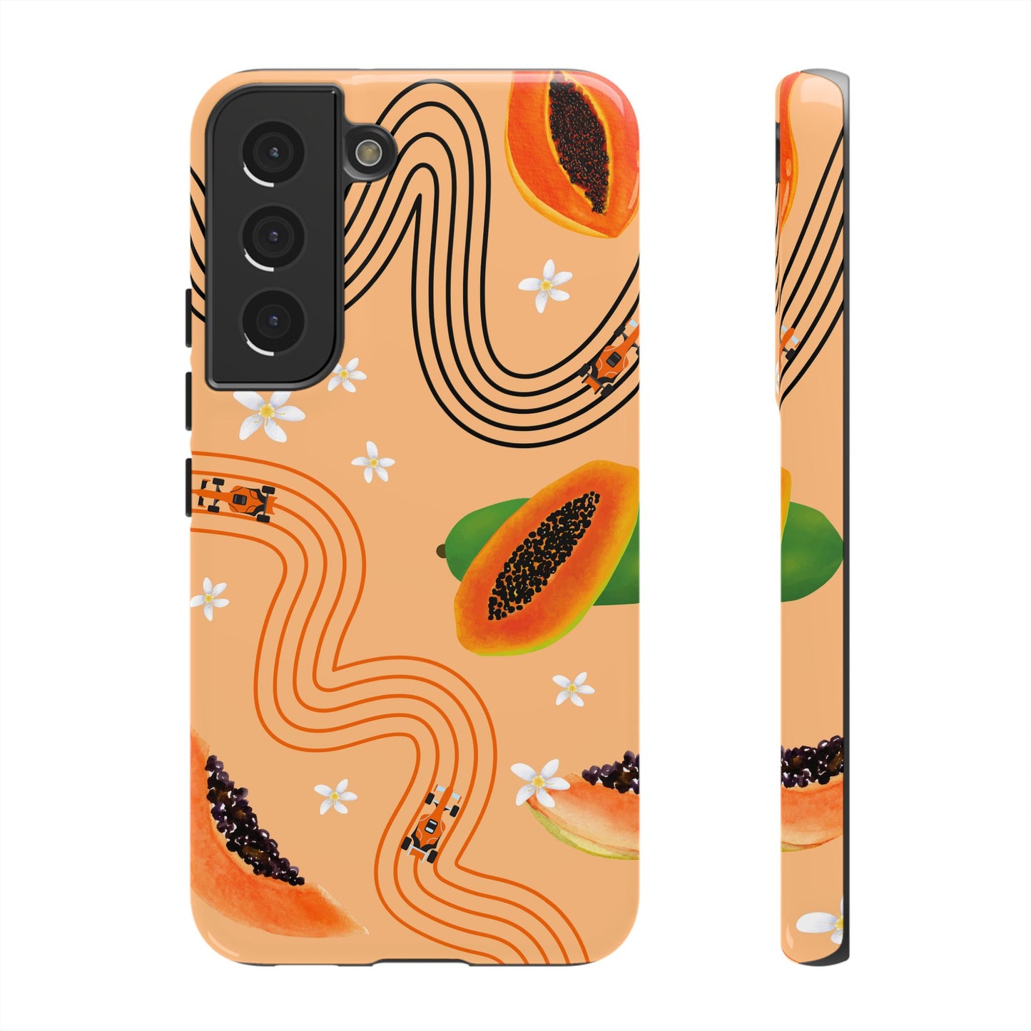 Orange F1 McLaren and Papaya Phone Case, Trendy F1 Gift, Formula 1 Gift, Cute Fruit F1 Phone Case, Unique Phone Case