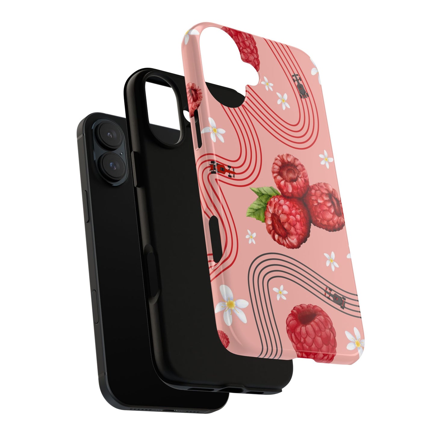 Red F1 Haas and Raspberries Phone Case, Trendy F1 Gift, Formula 1 Gift, Cute Fruit F1 Phone Case, Unique Phone Case