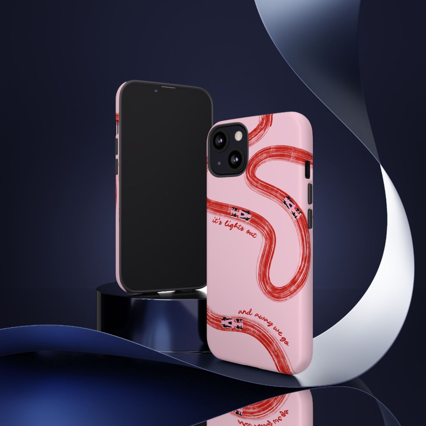 F1 Phone Case Pink and Red Painted "its lights out and away we go", Trendy F1 Gift, Formula 1 Gift, Cute F1 Phone Case, Unique Phone Case