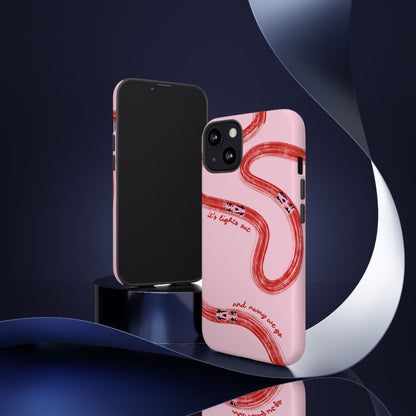 F1 Phone Case Pink and Red Painted "its lights out and away we go", Trendy F1 Gift, Formula 1 Gift, Cute F1 Phone Case, Unique Phone Case