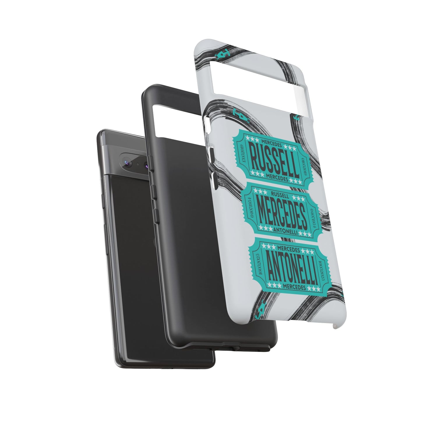 Mercedes F1 Phone Case Painted Ticket Stubs, Trendy F1 Gift, Formula 1 Gift, Cute F1 Phone Case