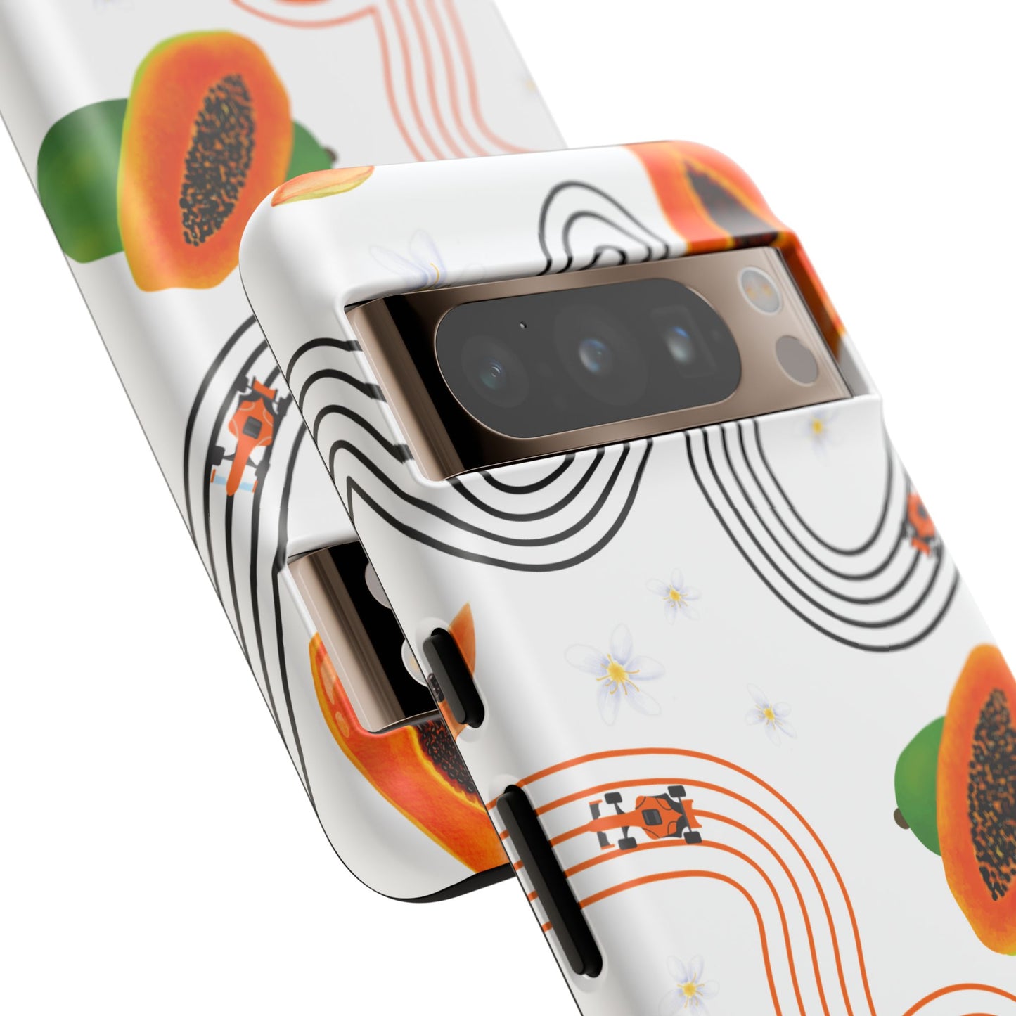F1 McLaren and Papaya Phone Case , Trendy F1 Gift, Formula 1 Gift, Cute Fruit F1 Phone Case, Unique Phone Case