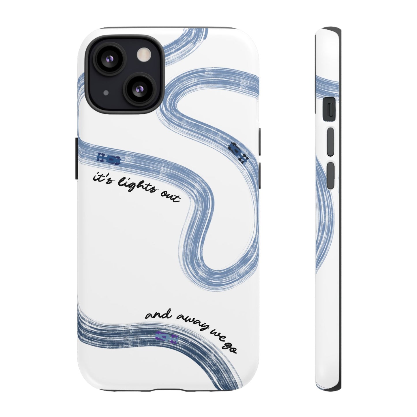 F1 Phone Case Blue Painted "its lights out and away we go", Trendy F1 Gift, Formula 1 Gift, Cute F1 Phone Case, Gift for F1 Fans