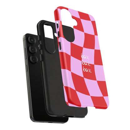 Pink and Red Checkered F1 Phone Case, Box Box Box F1 Phone Case