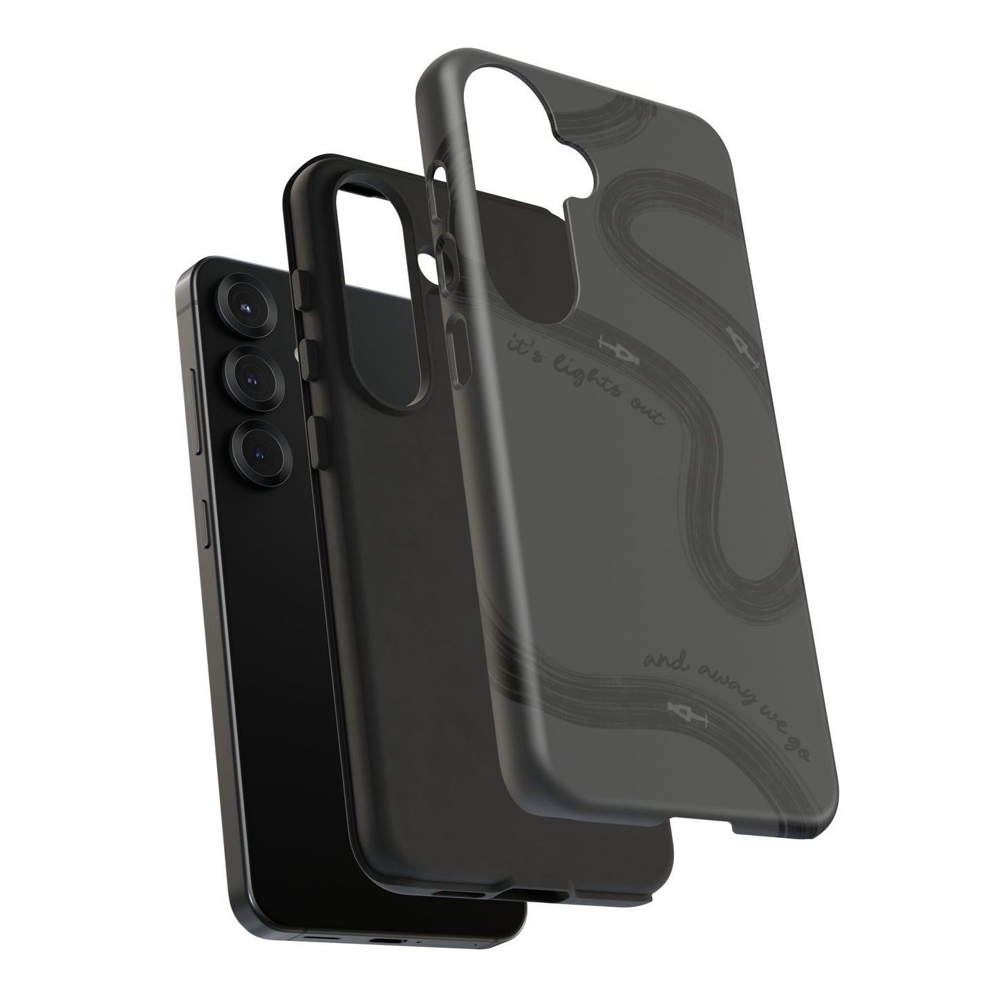 F1 Phone Case Monochrome Black Painted "its lights out and away we go", Trendy F1 Gift, Formula 1 Gift, Cute F1 Phone Case, Phone Case