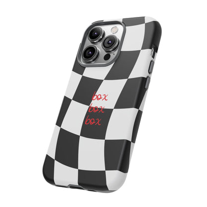 Black and Red Checkered F1 Phone Case, Box Box Box F1 Phone Case