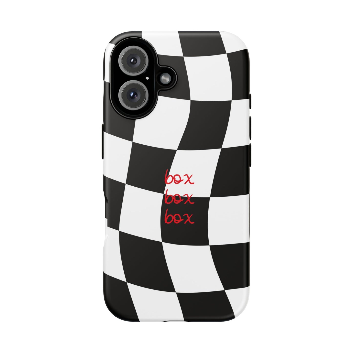 Black and Red Checkered F1 Phone Case, Box Box Box F1 Phone Case