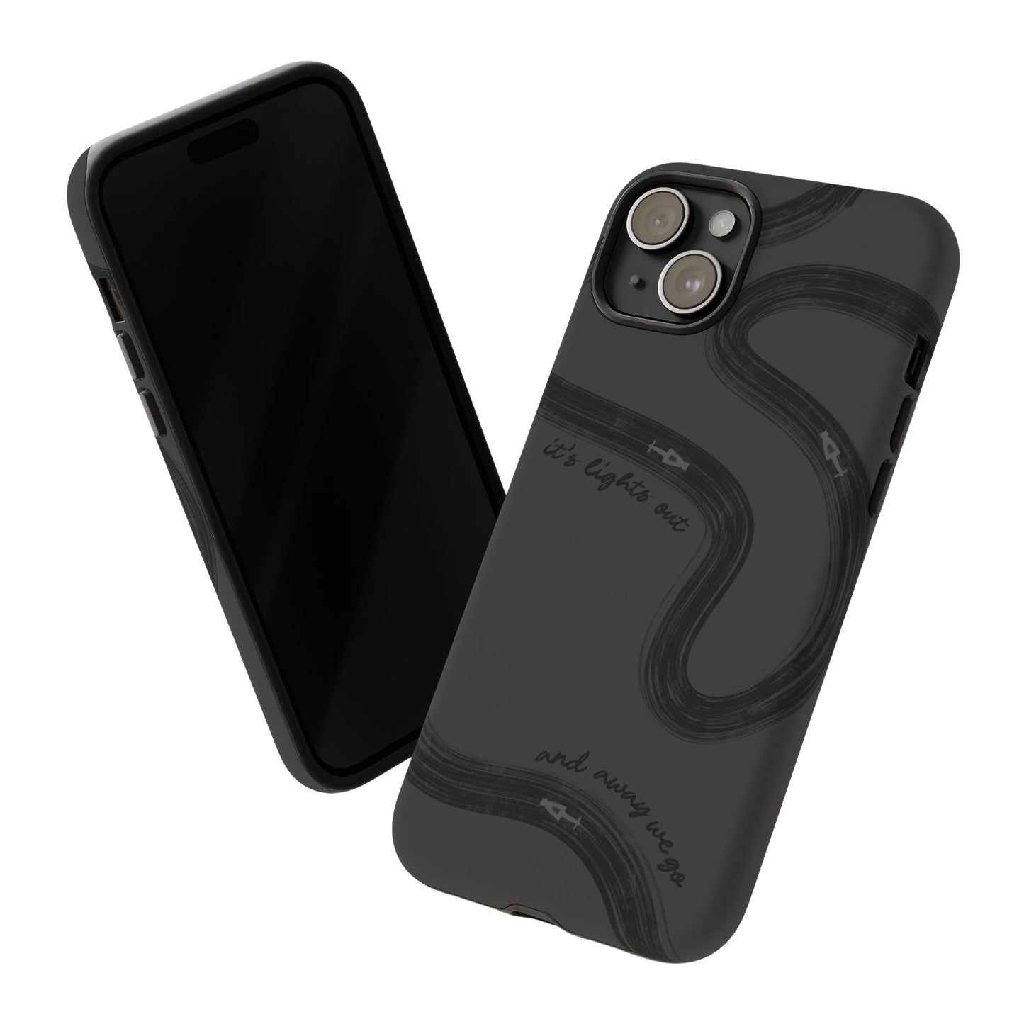 F1 Phone Case Monochrome Black Painted "its lights out and away we go", Trendy F1 Gift, Formula 1 Gift, Cute F1 Phone Case, Phone Case