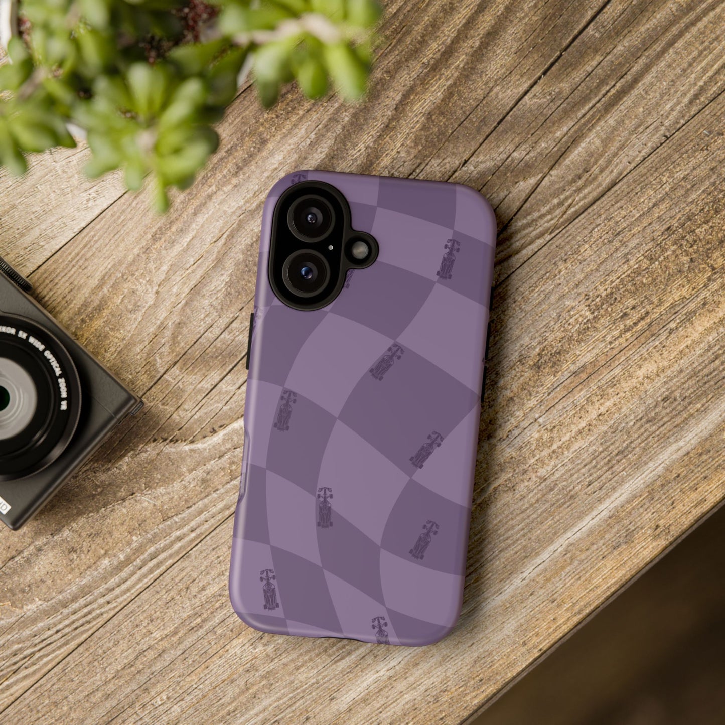 F1 Phone Case Purple Checkered Design, Trendy F1 Gift, Formula 1 Gift, Cute F1 Phone Case, Unique Formula One Phone Case
