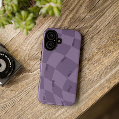 F1 Phone Case Purple Checkered Design, Trendy F1 Gift, Formula 1 Gift, Cute F1 Phone Case, Unique Formula One Phone Case