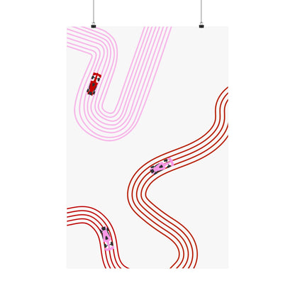 Pink and Red Abstract F1 Matte Vertical Poster | F1 Giclée Art Print (US SIZING)