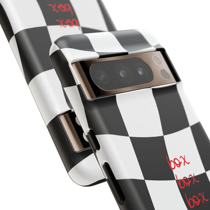 Black and Red Checkered F1 Phone Case, Box Box Box F1 Phone Case