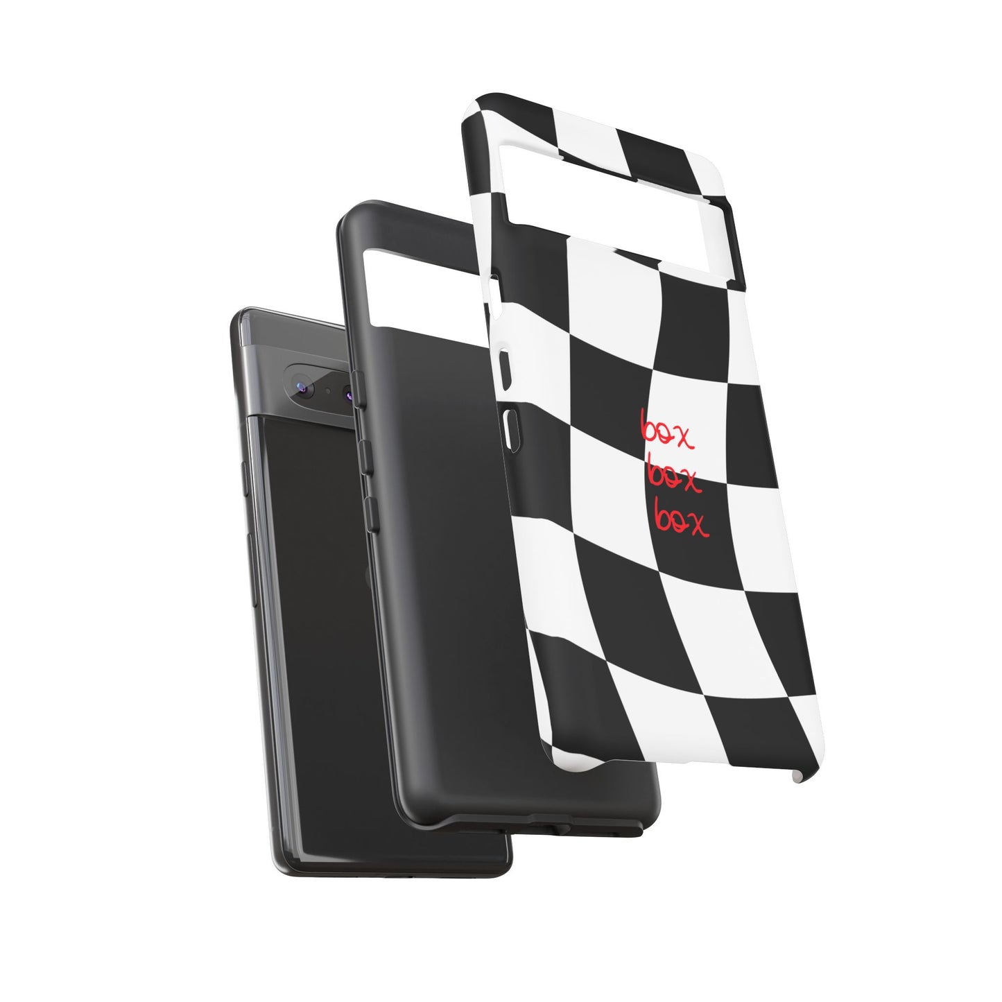 Black and Red Checkered F1 Phone Case, Box Box Box F1 Phone Case