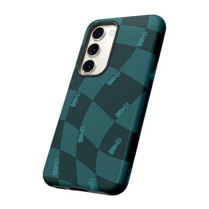F1 Phone Case Teal Checkered Design, Trendy F1 Gift, Formula 1 Gift, Cute F1 Phone Case, Unique Formula One Phone Case