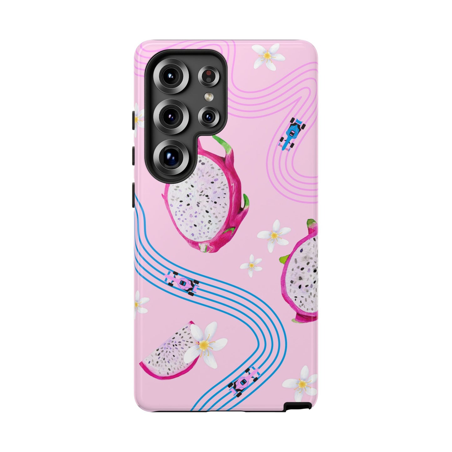 Pink F1 Alpine and Dragonfruit Phone Case, Trendy F1 Gift, Formula 1 Gift, Cute Fruit F1 Phone Case, Unique Phone Case
