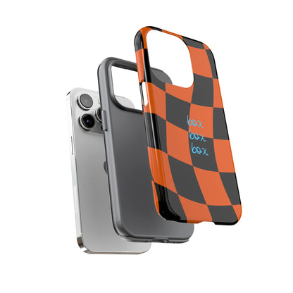 McLaren Orange and Black Checkered F1 Phone Case, Box Box Box F1 Phone Case