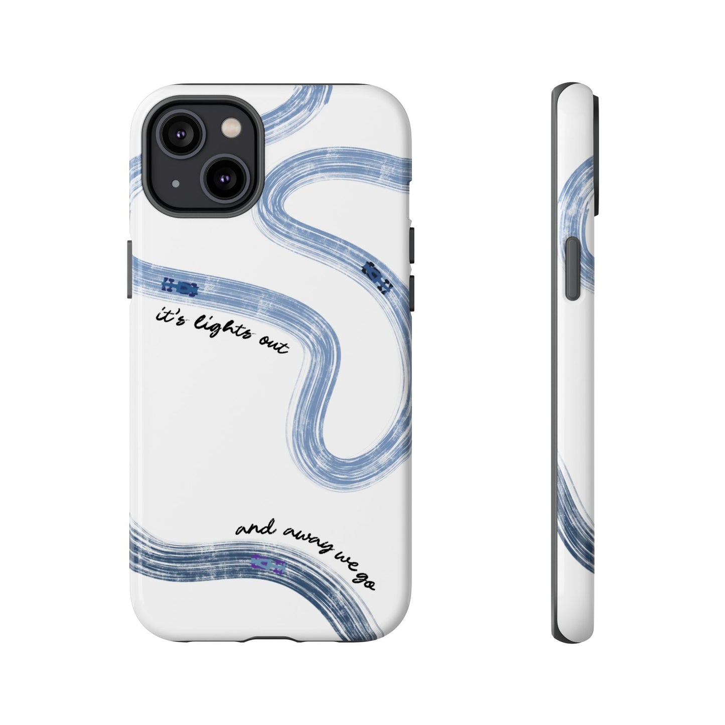 F1 Phone Case Blue Painted "its lights out and away we go", Trendy F1 Gift, Formula 1 Gift, Cute F1 Phone Case, Gift for F1 Fans