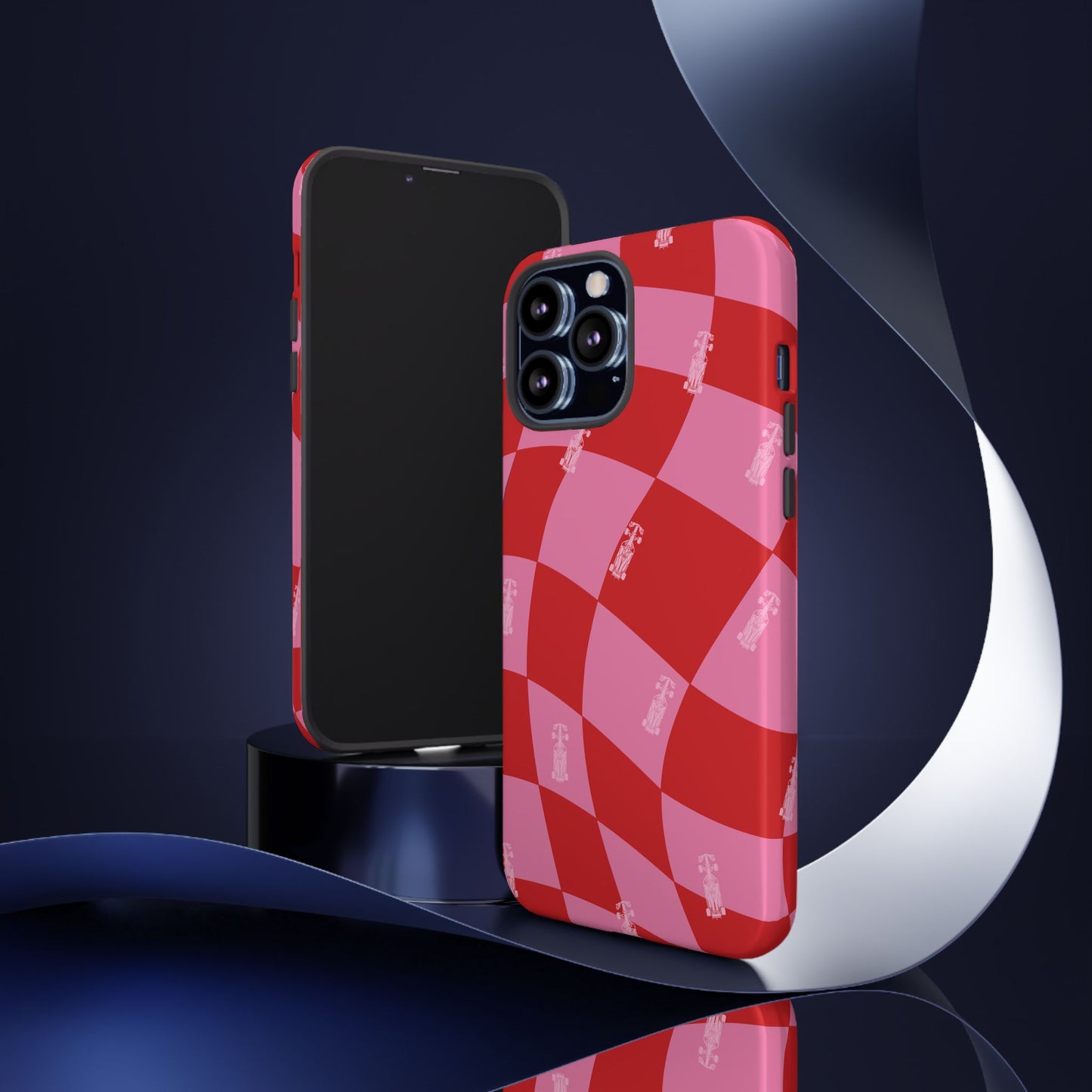 F1 Phone Case Pink and Red Checkerboard Design, Trendy F1 Gift, Girly Formula 1 Gift, Cute F1 Phone Case, Unique Formula One Phone Case
