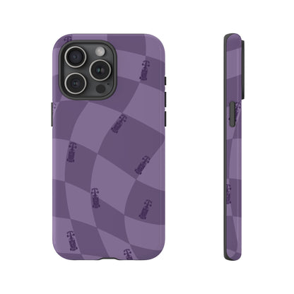 F1 Phone Case Purple Checkered Design, Trendy F1 Gift, Formula 1 Gift, Cute F1 Phone Case, Unique Formula One Phone Case