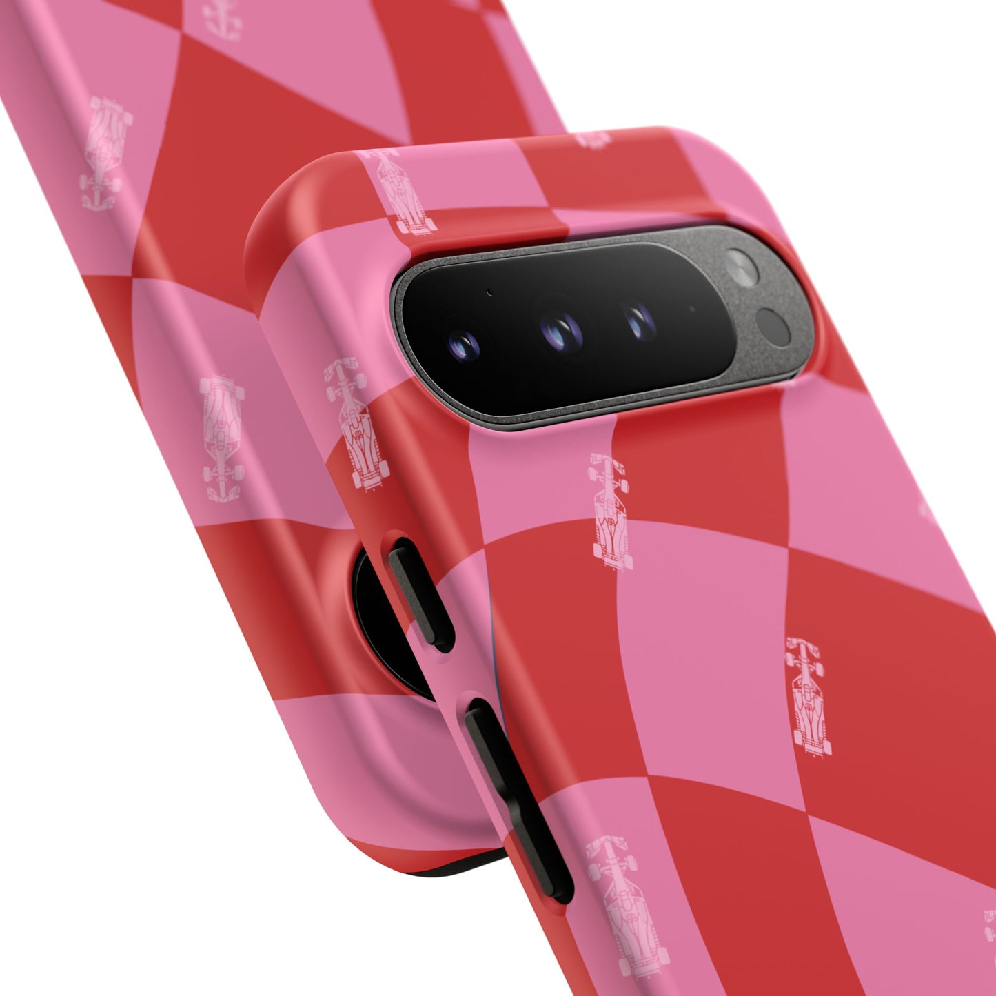 F1 Phone Case Pink and Red Checkerboard Design, Trendy F1 Gift, Girly Formula 1 Gift, Cute F1 Phone Case, Unique Formula One Phone Case