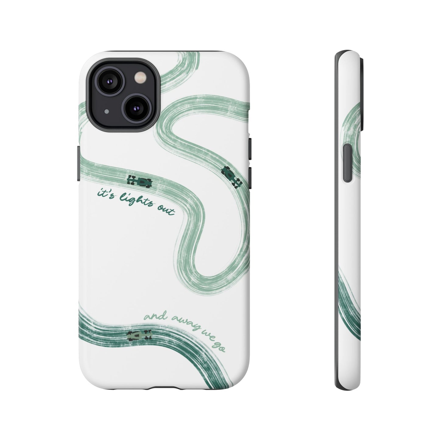F1 Phone Case Green Painted "its lights out and away we go", Trendy F1 Gift, Formula 1 Gift, Cute F1 Phone Case, Gift for F1 Fans