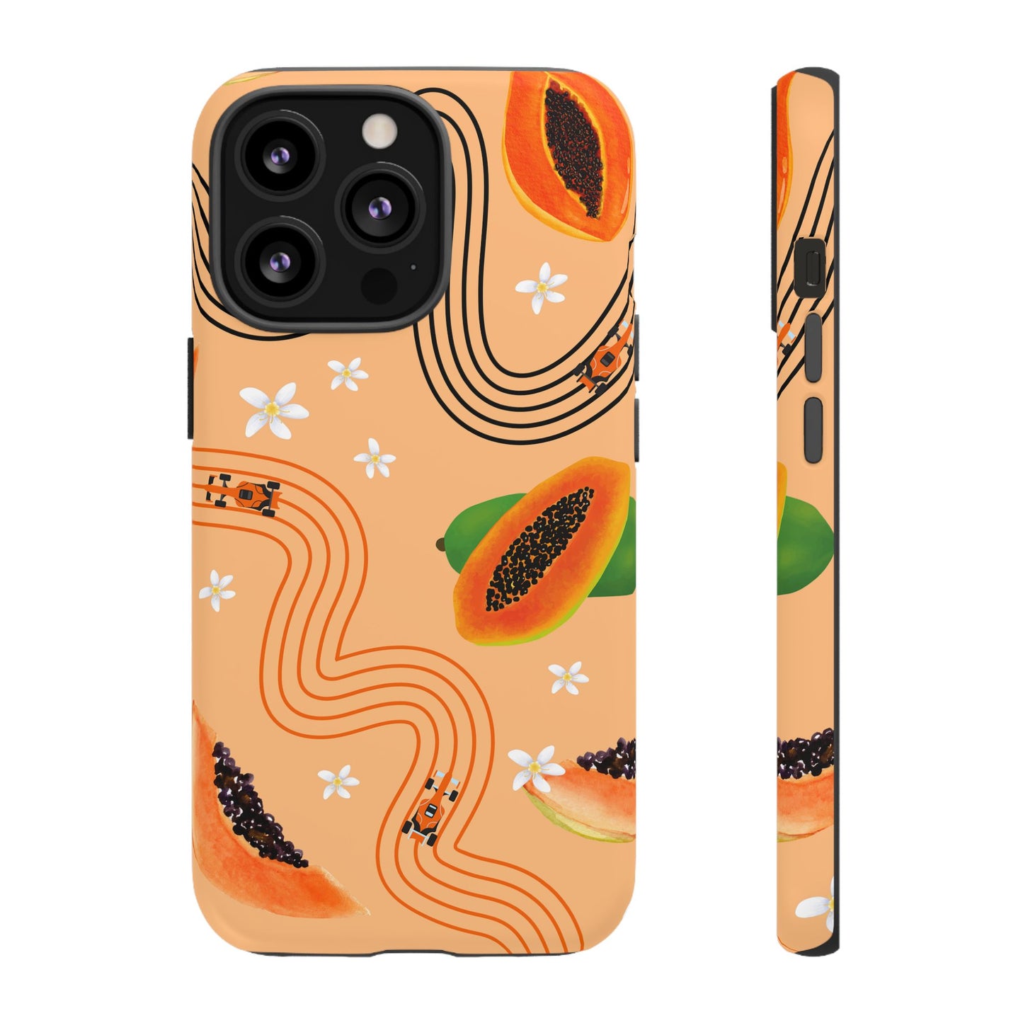 Orange F1 McLaren and Papaya Phone Case, Trendy F1 Gift, Formula 1 Gift, Cute Fruit F1 Phone Case, Unique Phone Case