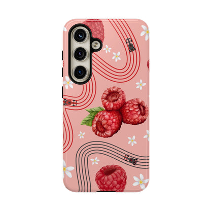 Red F1 Haas and Raspberries Phone Case, Trendy F1 Gift, Formula 1 Gift, Cute Fruit F1 Phone Case, Unique Phone Case