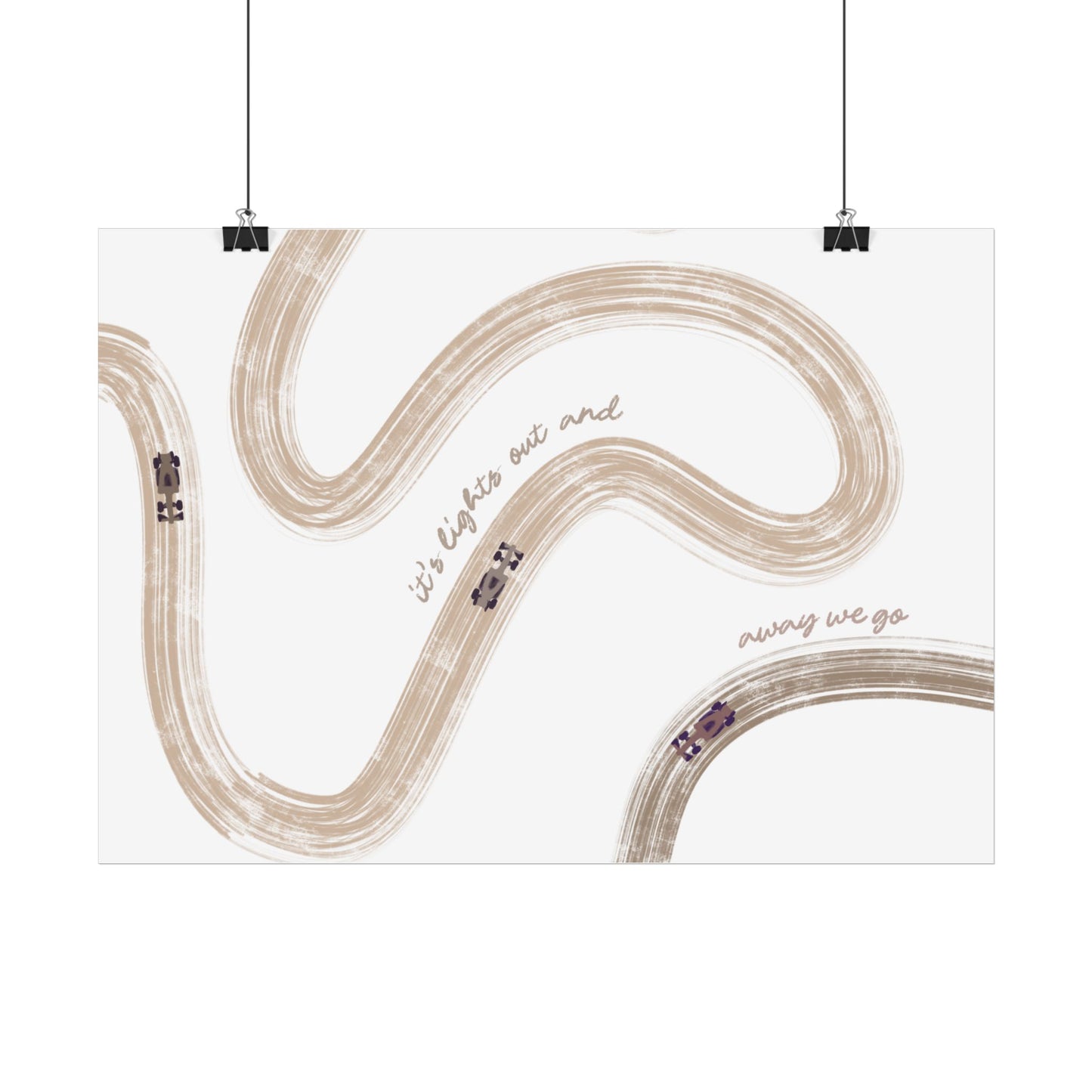 Horizontal Beige F1 Abstract Art Poster | Minimalist F1 Art - EU Sizing (Physical Print)