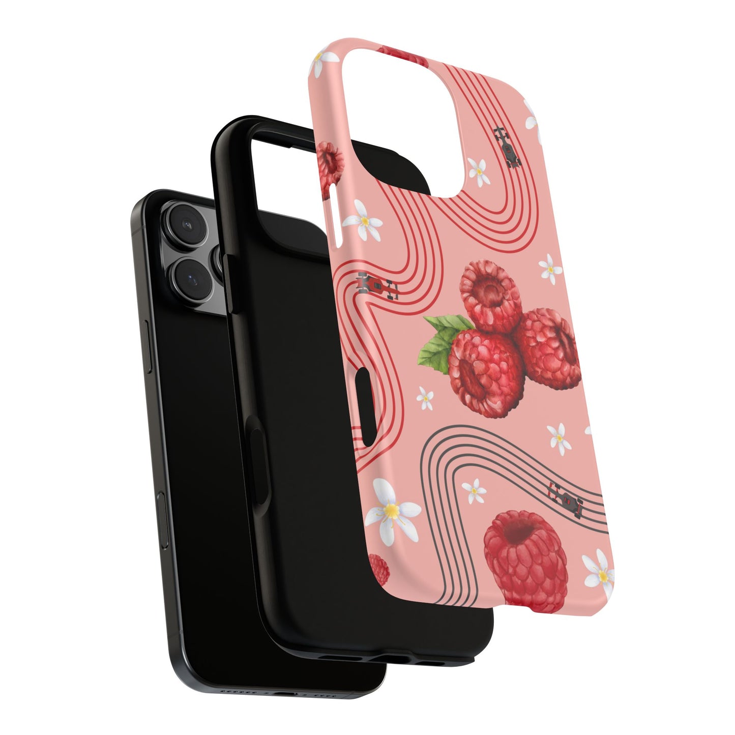 Red F1 Haas and Raspberries Phone Case, Trendy F1 Gift, Formula 1 Gift, Cute Fruit F1 Phone Case, Unique Phone Case