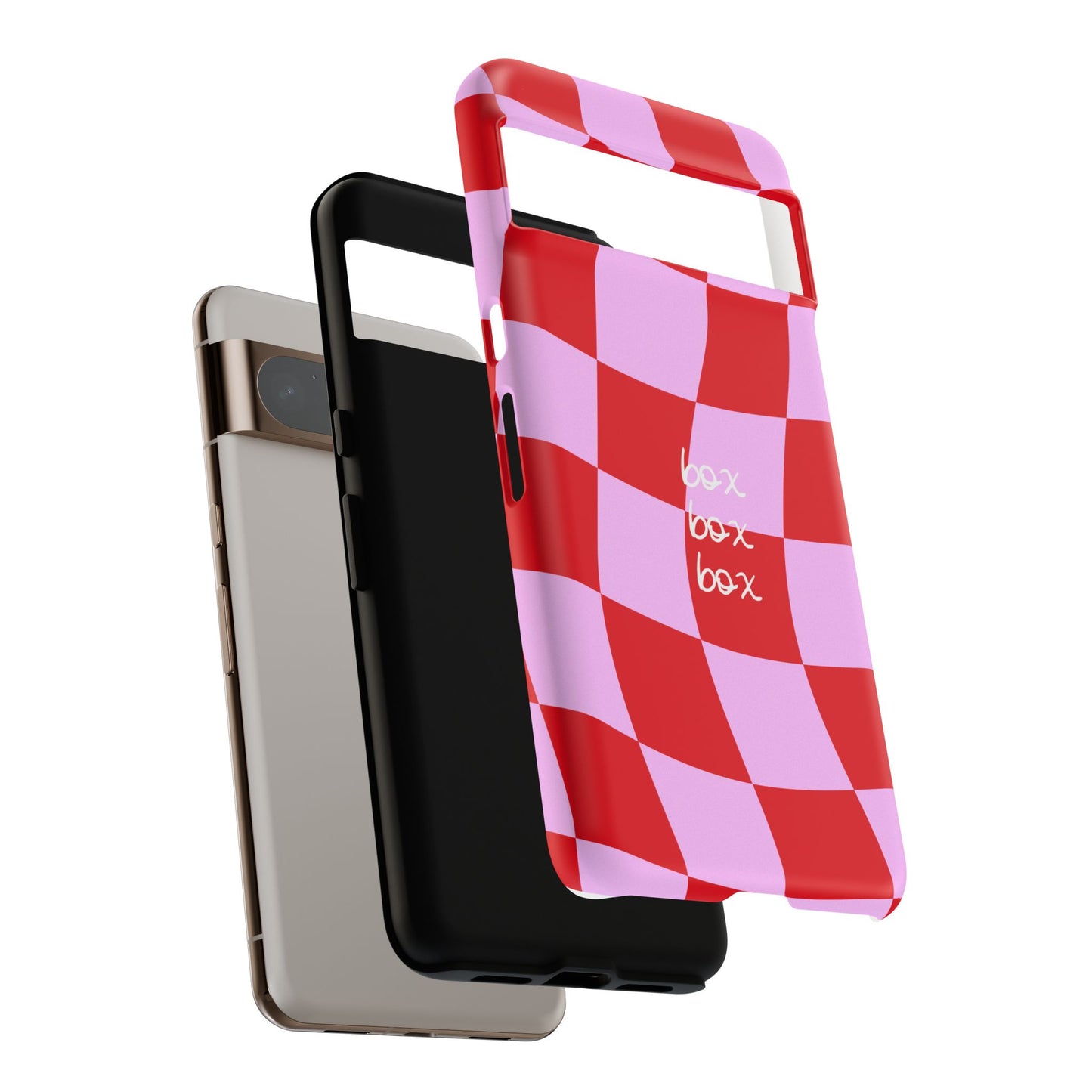 Pink and Red Checkered F1 Phone Case, Box Box Box F1 Phone Case