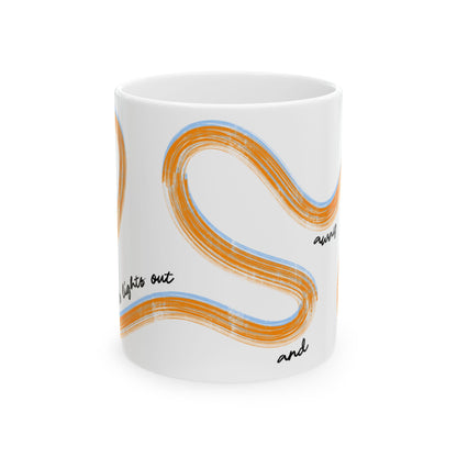 McLaren Orange Painted It's Lights Out and Away We Go Mug, Unique Gift for Coffee Lovers, Whimsical Formula 1 Gift