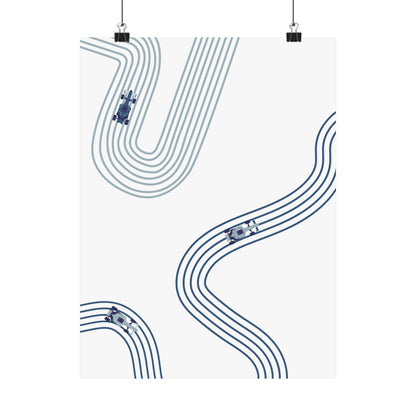 Abstract Blue F1 Matte Vertical Poster | F1 Giclée Art Print (US SIZING)
