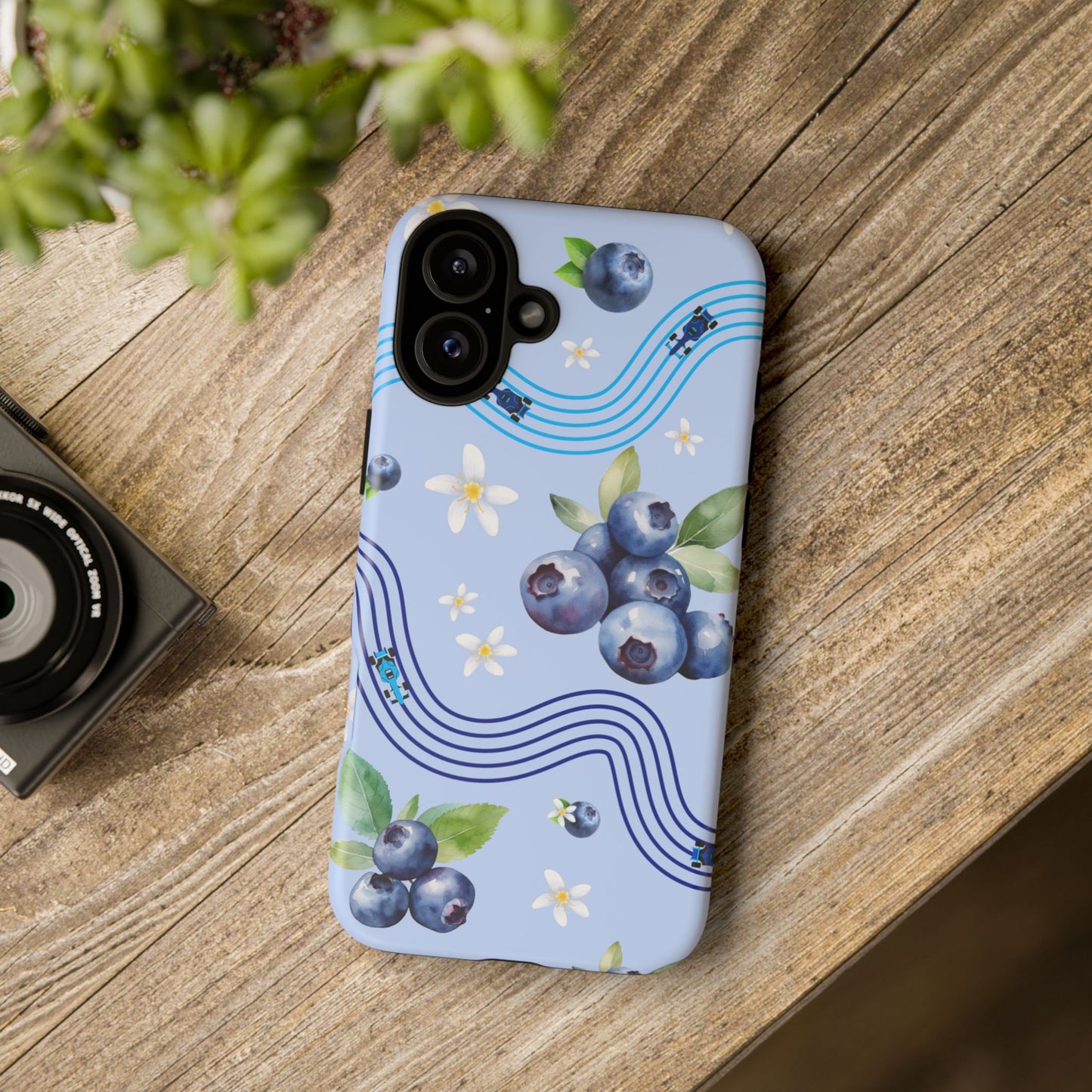 Blue F1 Williams and Blueberries Phone Case, Trendy F1 Gift, Formula 1 Gift, Cute Fruit F1 Phone Case, Unique Phone Case
