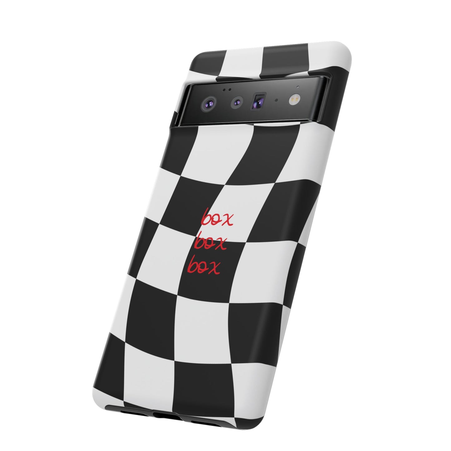 Black and Red Checkered F1 Phone Case, Box Box Box F1 Phone Case