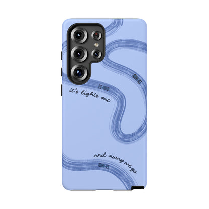 F1 Phone Case Monochrome Blue Painted "its lights out and away we go", Trendy F1 Gift, Formula 1 Gift, Cute F1 Phone Case, Phone Case