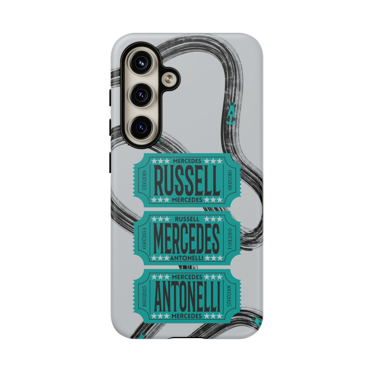 Mercedes F1 Phone Case Painted Ticket Stubs, Trendy F1 Gift, Formula 1 Gift, Cute F1 Phone Case