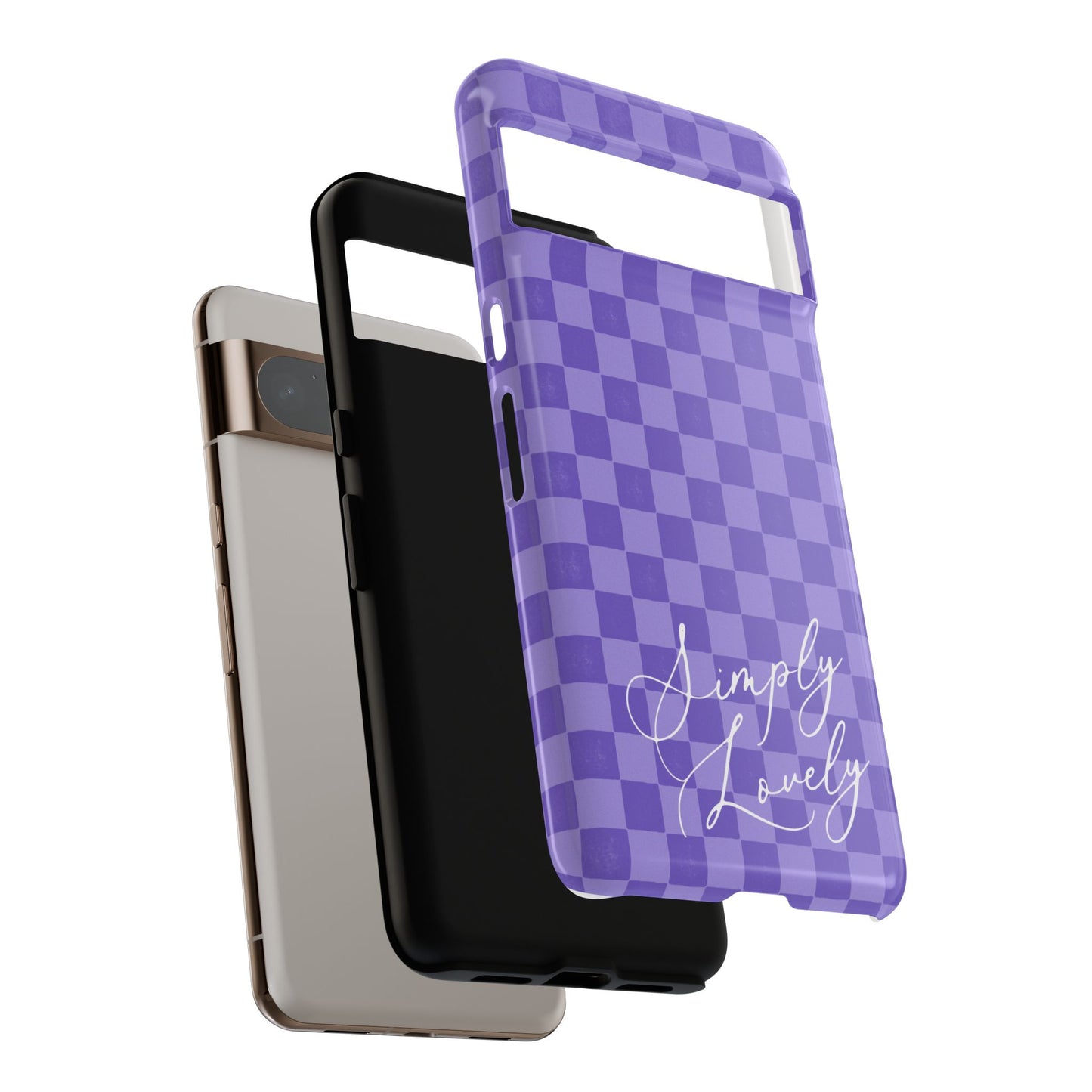 Simply Lovely Purple Checkered F1 Phone Case Design, Trendy F1 Gift, Formula 1 Gift, Cute F1 Phone Case