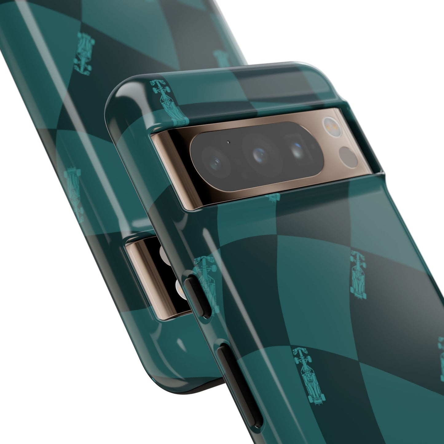 F1 Phone Case Teal Checkered Design, Trendy F1 Gift, Formula 1 Gift, Cute F1 Phone Case, Unique Formula One Phone Case