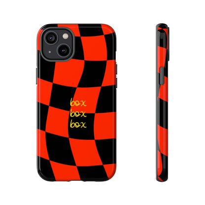 F1 Ferrari Black and Red Checkered Phone Case, Box Box Box F1 Phone Case