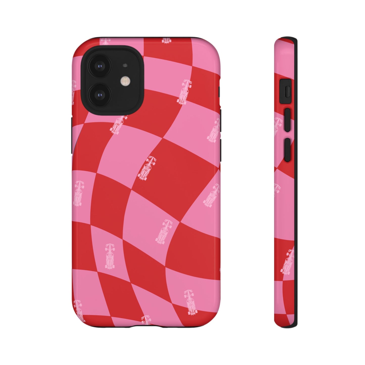 F1 Phone Case Pink and Red Checkerboard Design, Trendy F1 Gift, Girly Formula 1 Gift, Cute F1 Phone Case, Unique Formula One Phone Case