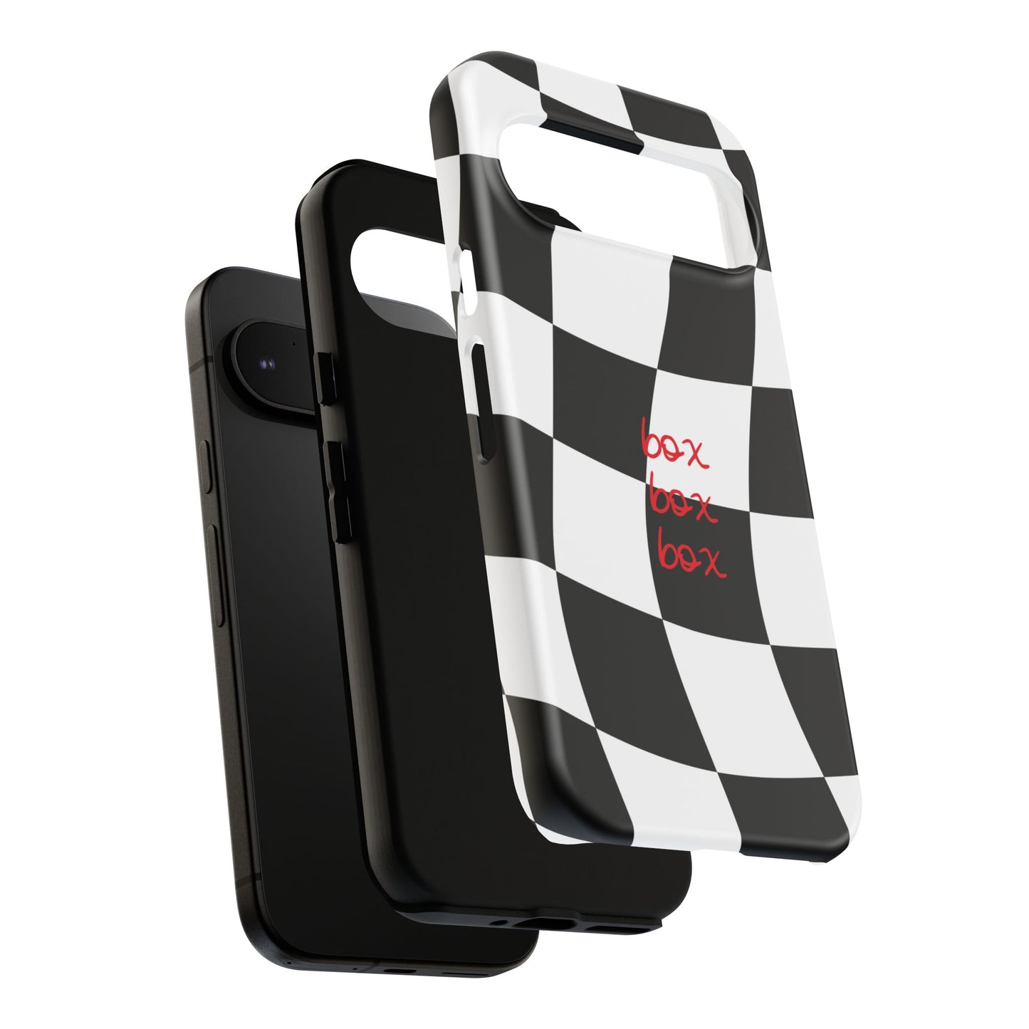 Black and Red Checkered F1 Phone Case, Box Box Box F1 Phone Case