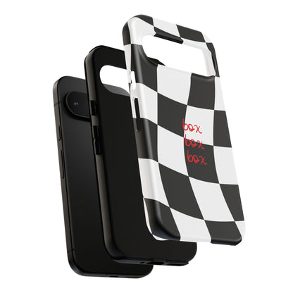 Black and Red Checkered F1 Phone Case, Box Box Box F1 Phone Case