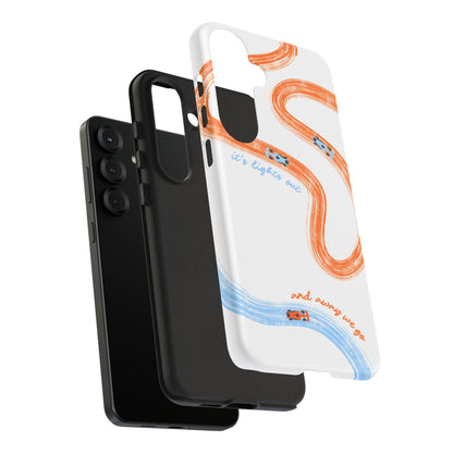 McLaren F1 Phone Case Orange and Blue Painted "its lights out and away we go", Trendy F1 Gift, Formula 1 Gift, Cute F1 Phone Case