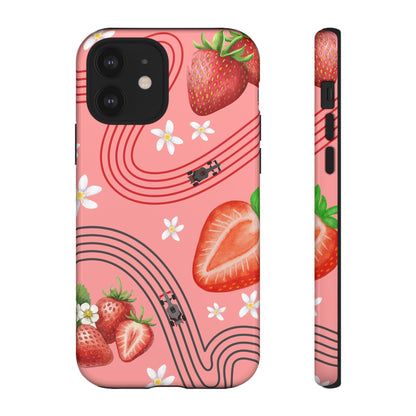 Red F1 Audi and Strawberries Phone Case, Trendy F1 Gift, Formula 1 Gift, Cute Fruit F1 Phone Case, Unique Phone Case